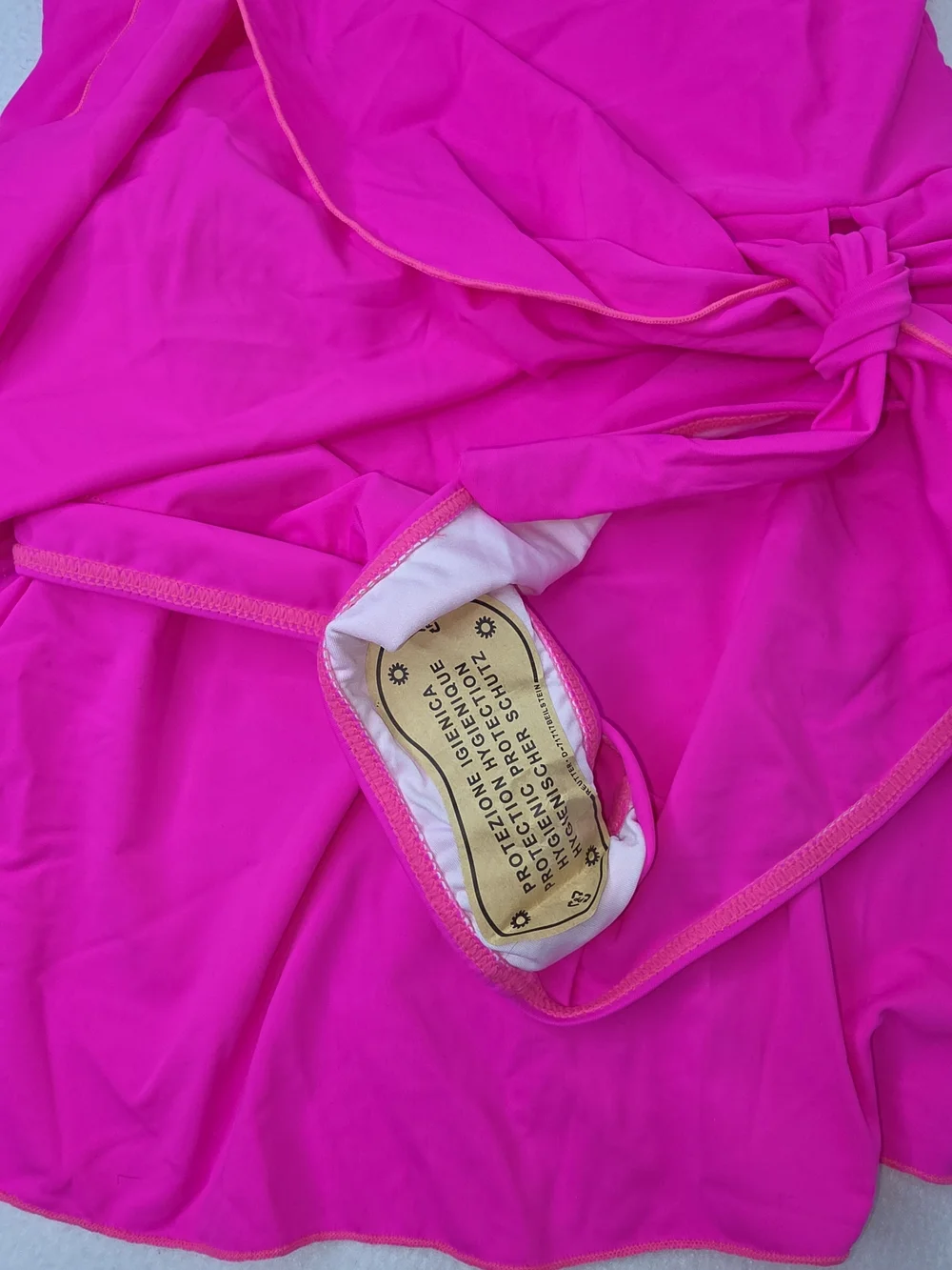 NWT Eomenie L Tummy Control Hip Bow Swimsuit Bright Fuchsia 3819-CW